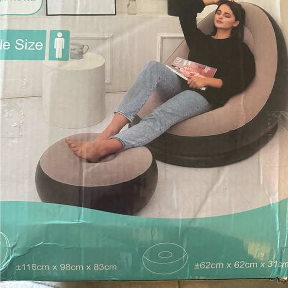 Blow up chair with footstool see pics for measurements,  brand new -  NWT - Picture 3 of 5